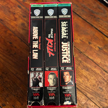 Load image into Gallery viewer, Steven Seagal Boxset: Above the Law (1988)/ Hard to Kill (1990)/ Out For Justice (1991) 3-Tape VHS

