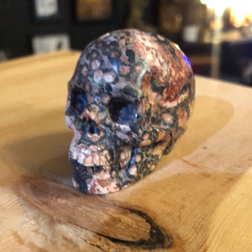 LEOPARD SKIN JASPER SKULL