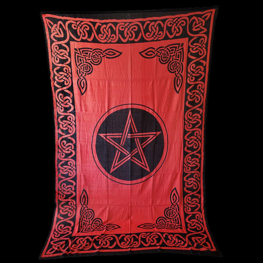 Pentagram Tapestry  Red & Black